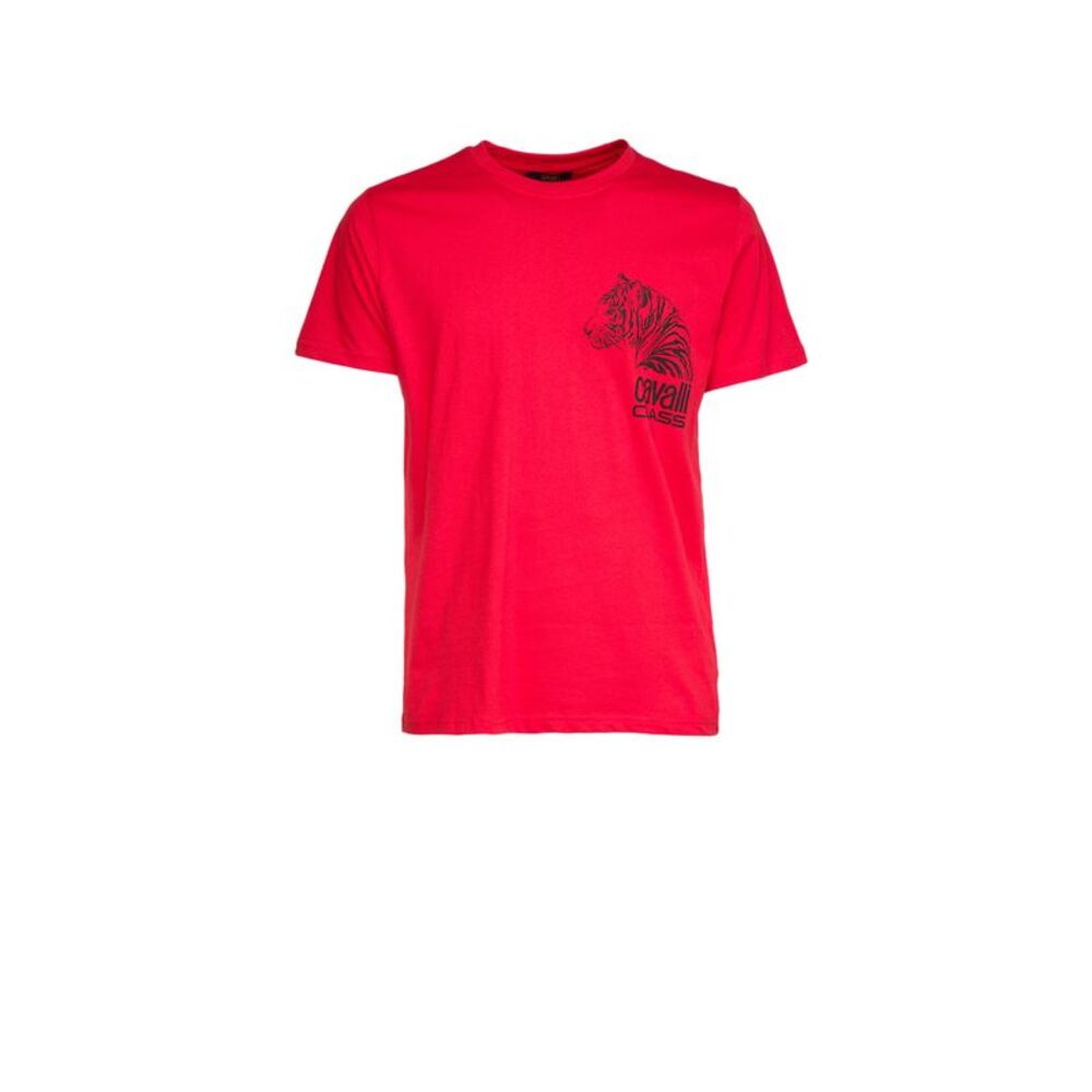 Cavalli Class  Tiger Head Chest Motif Fashion T-Shirt-
